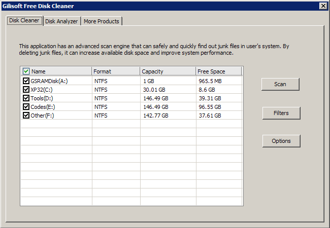 Screenshot of GiliSoft Free Disk Cleaner