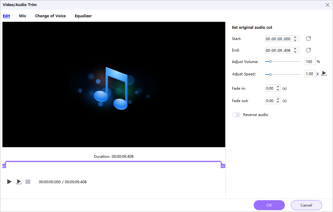 Cut audio before conversion
