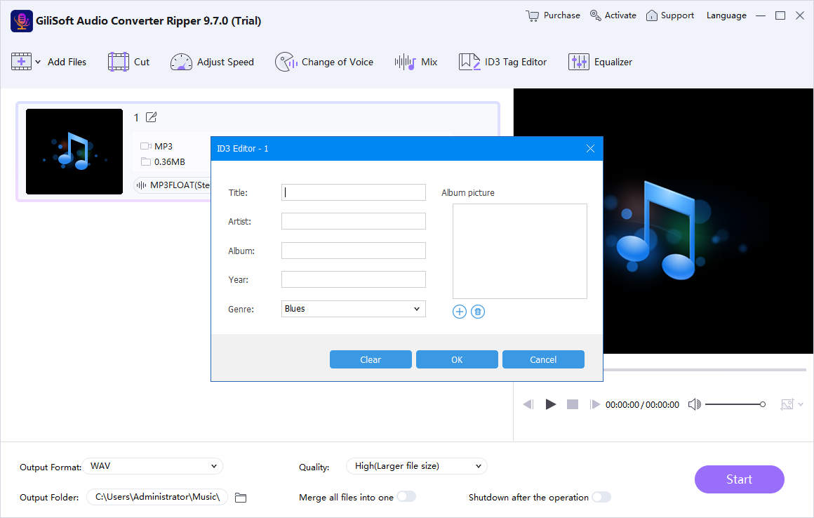 Edit ID3 tags in Audio Converter Ripper
