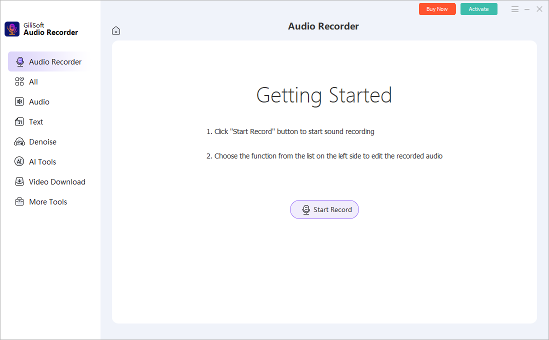 GiliSoft Audio Recorder Pro main recording workspace