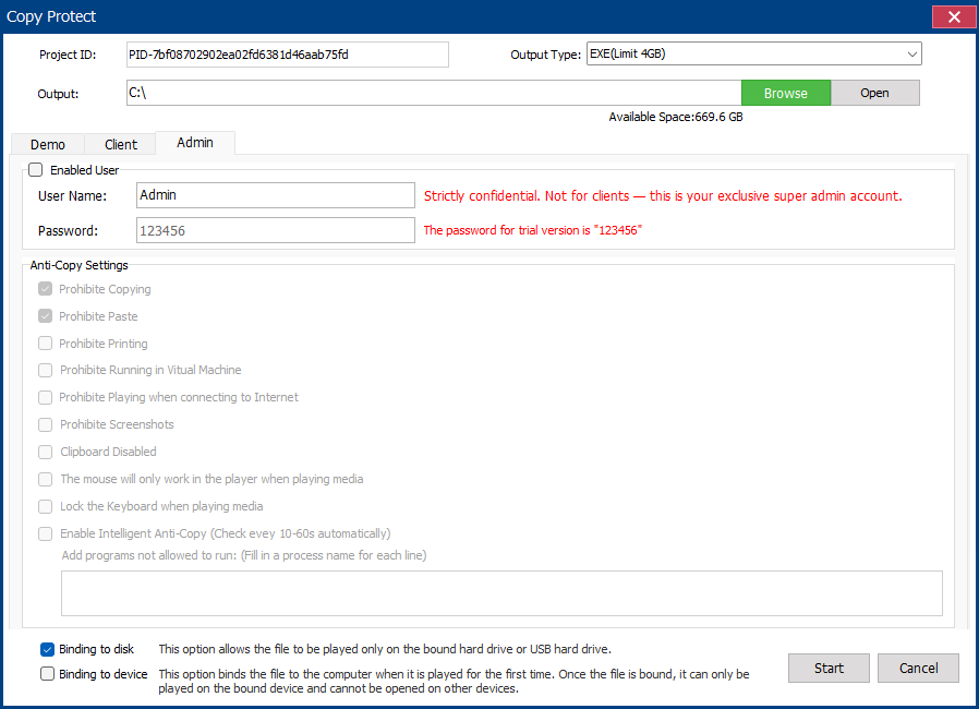 Configure Copy Protect administrator access