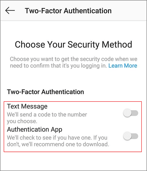 two factor authentication security method