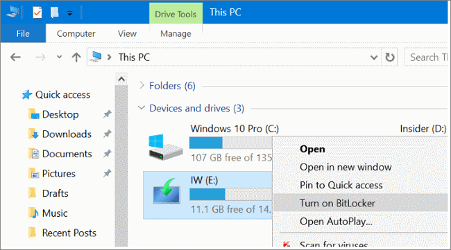 turn on bitlocker