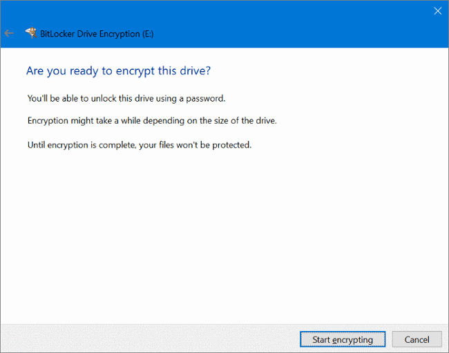 encrypting external drive with bitlocker