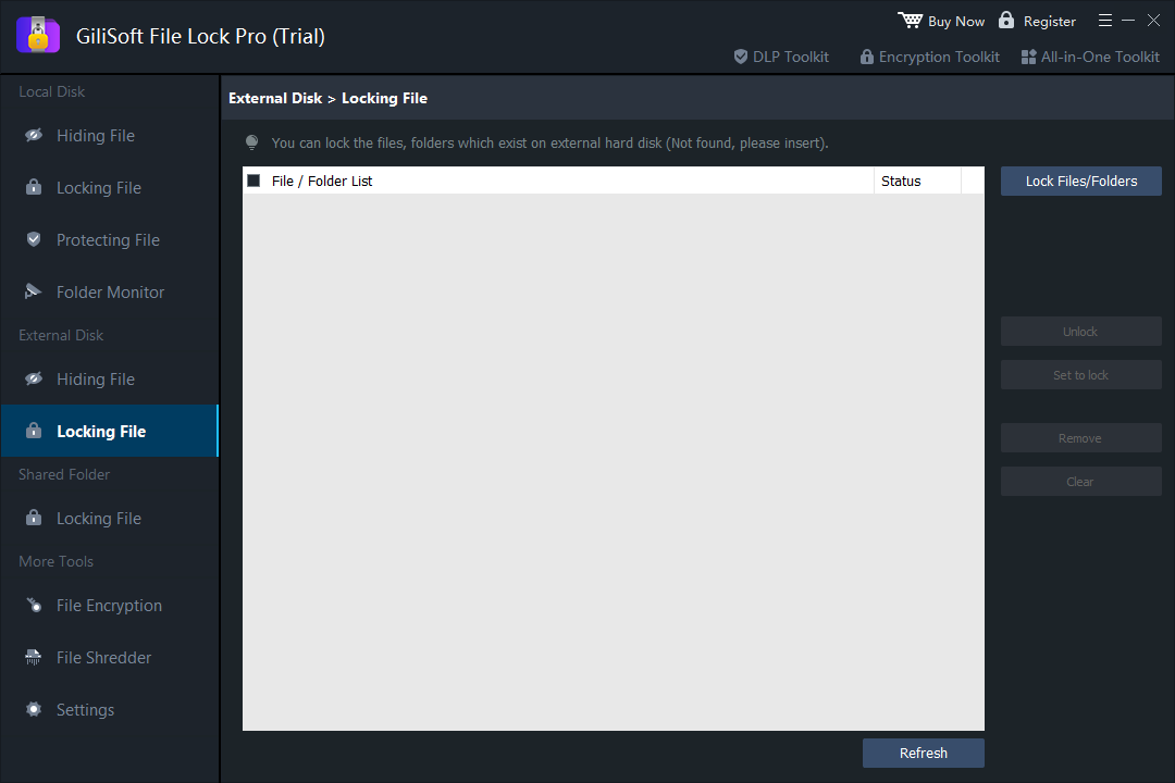 Lock files and folders on an external drive