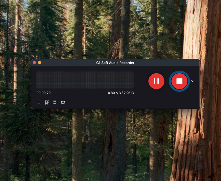 Live recording status in GiliSoft Audio Recorder for Mac