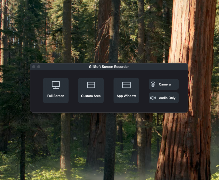 Main GiliSoft Screen Recorder for Mac workspace