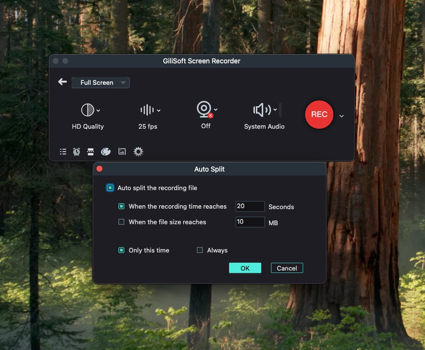Automatic splitting for long Mac screen recordings