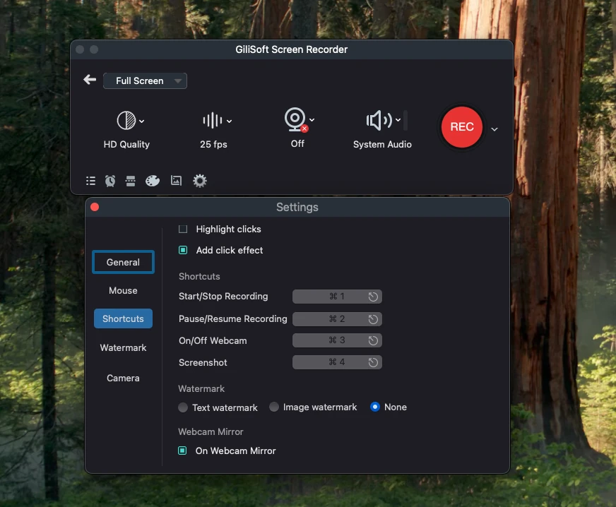 Keyboard shortcuts for Mac screen recording