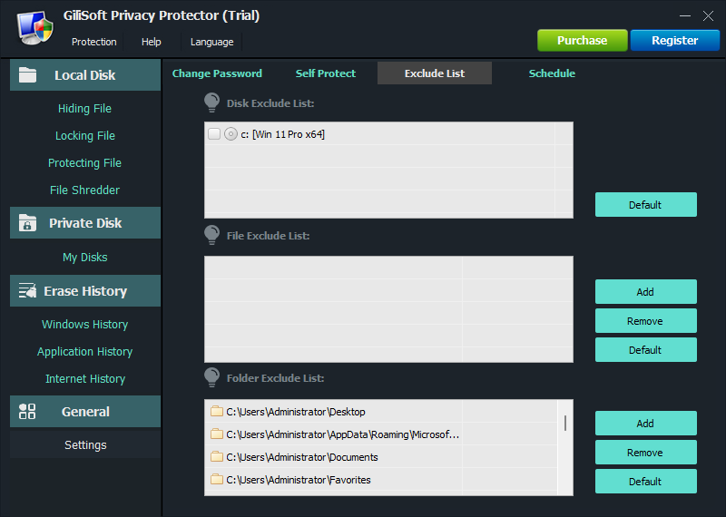 Configure trusted exclude paths in Privacy Protector