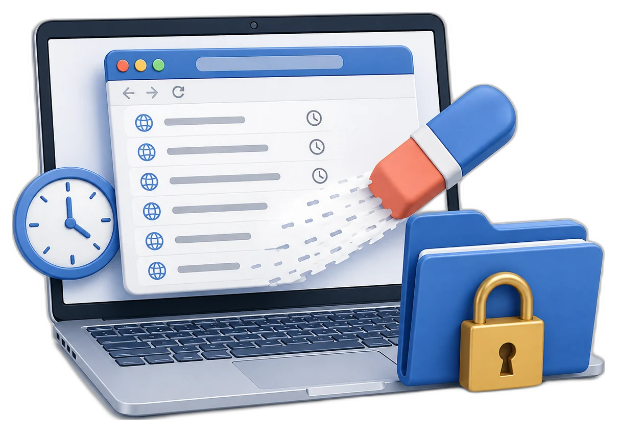 Clean browsing history and activity traces while protecting private folders
