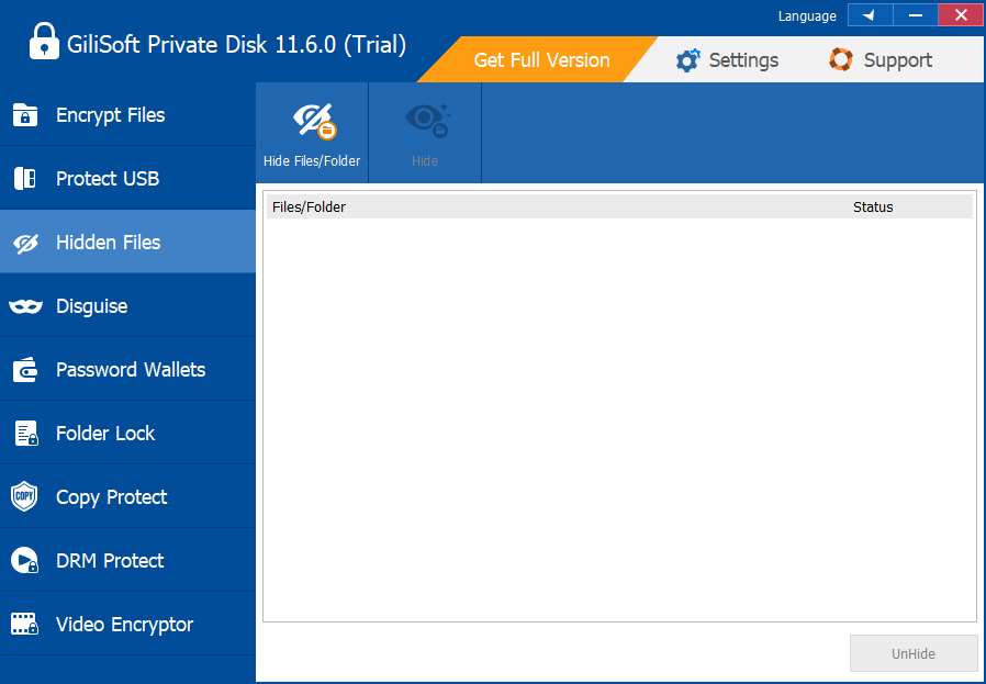 Private Disk Hidden Files workspace