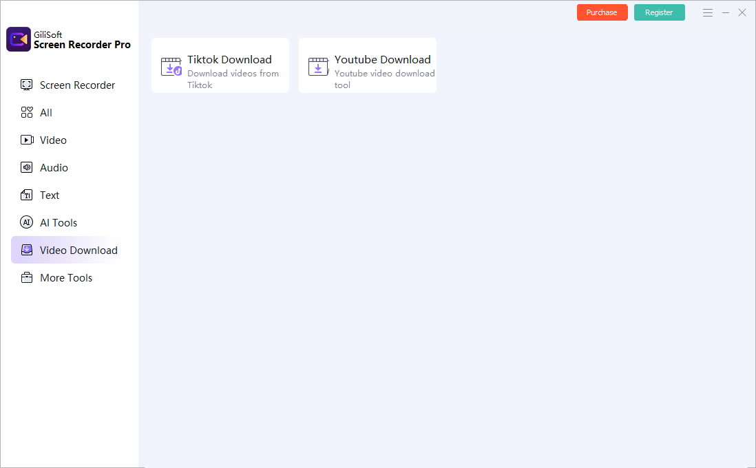 Online video download workspace in GiliSoft Screen Recorder Pro