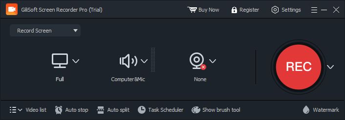 GiliSoft Screen Recorder Pro main workspace