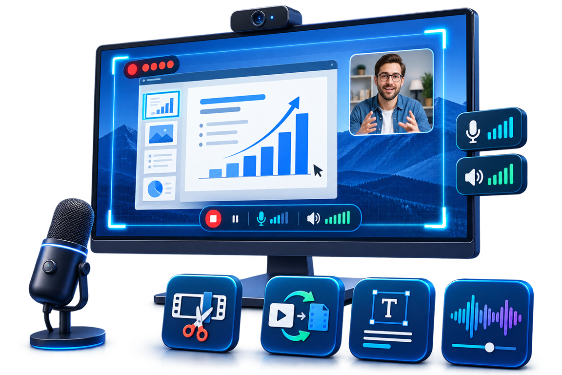 GiliSoft Screen Recorder Pro for screen, computer audio, and microphone capture