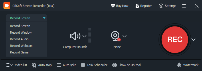 Choose a full screen window or region to record
