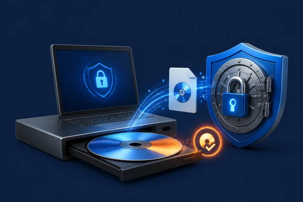 Encrypted CD, DVD, and ISO creation for secure offline delivery