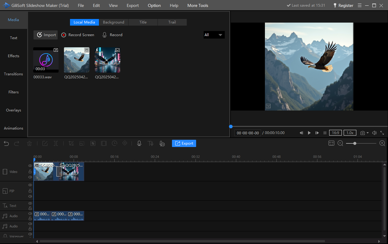 Add music and voiceover to a slideshow
