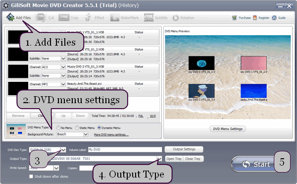 Burn video to DVD disc