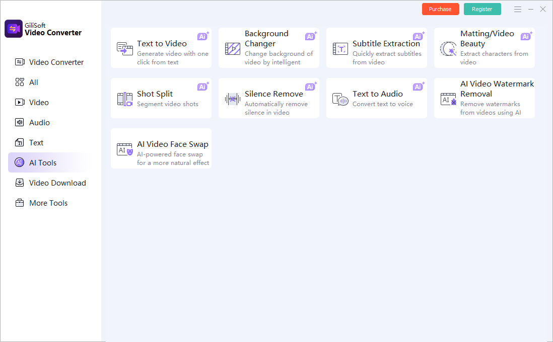 Video Converter AI video tools screen