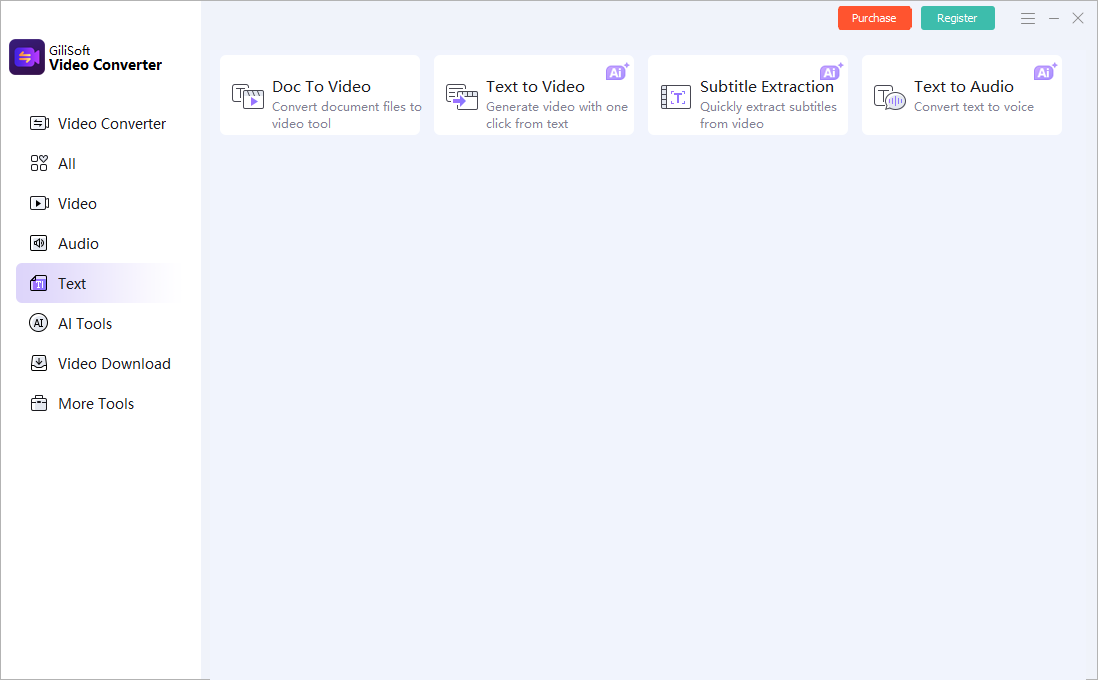 Video Converter text and subtitle tools screen