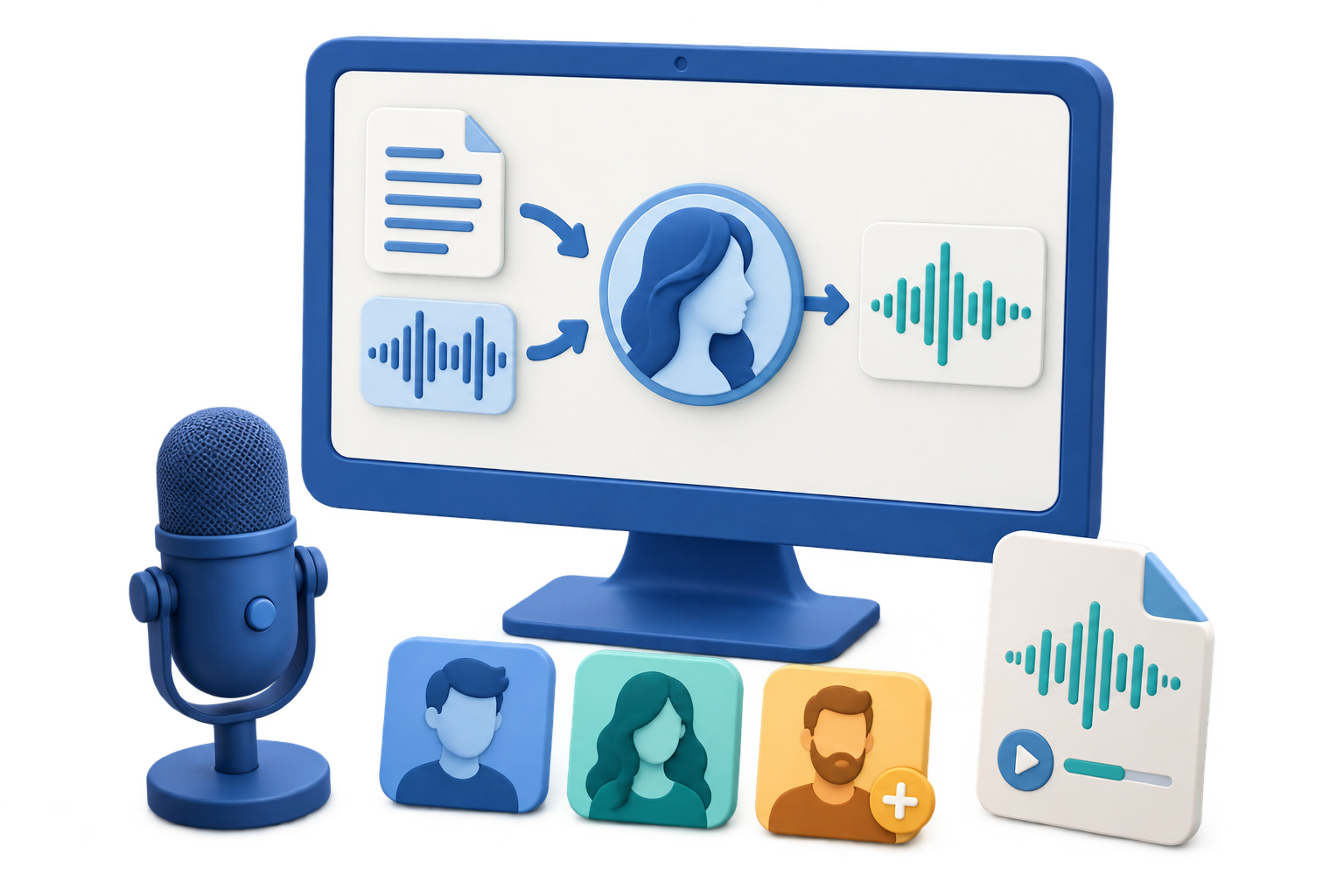 GiliSoft VoiceLab illustration for AI voice generation and authorized custom voices